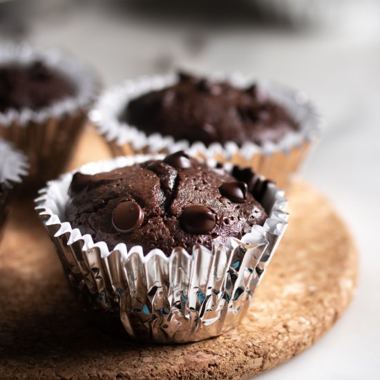 Flourless Double Chocolate Muffins