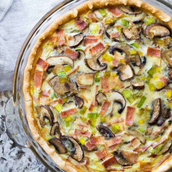 Bacon mushroom make ahead quiche