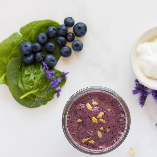 Blueberry, Spinach, Oat Smoothie