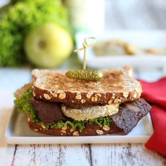 Vegan fried green tomato BLT