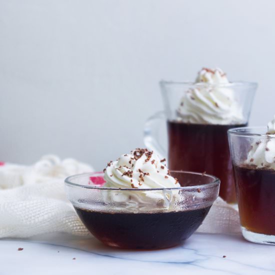 Coffee Jelly with sweetened cream