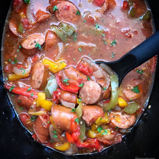 Crockpot Sausage, Peppers & Onions