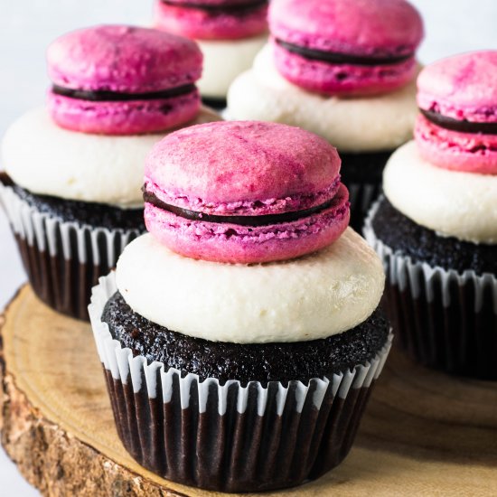 Raspberry Almond Chocolate Cupcakes