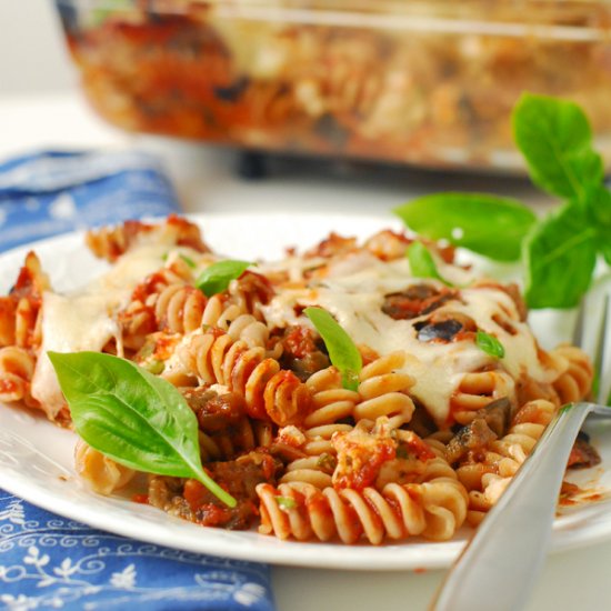 Eggplant Basil Pasta Bake