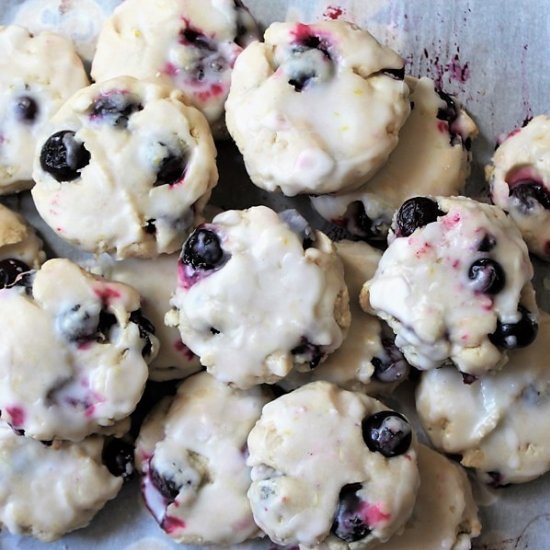 Blueberry Cookies with Lemony Glaze