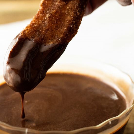 Churros with Boozy Chocolate Sauce