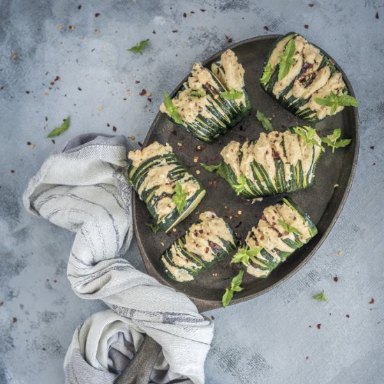 ZUCCHINI HASSELBACK + “CHEESE”