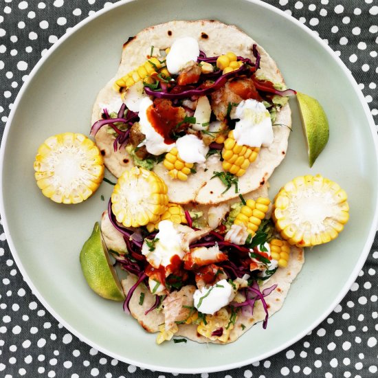 Fish tacos with homemade tortillas