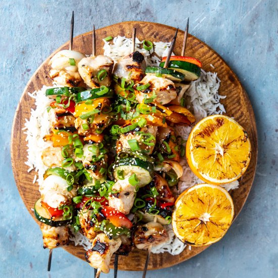 Orange Ginger Chicken Kebabs