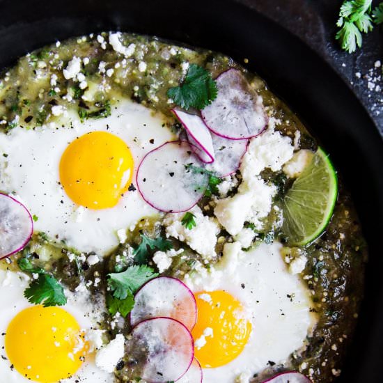 Salsa Verde Baked Eggs