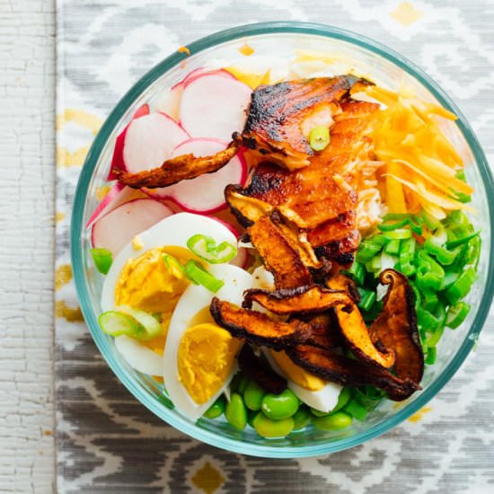 wasabi glazed salmon power salad