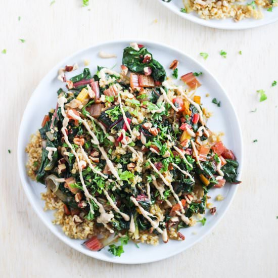 Toasted Freekeh and Rainbow Chard