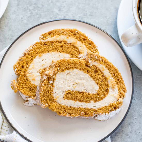 Pumpkin Cake Roll with Cookie Butte