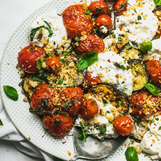 Grilled Eggplant, Tomato & Burrata