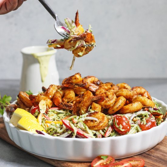 Broccoli Slaw & Spicy Shrimp Salad