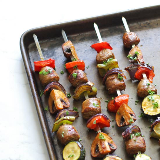 Sausage and Veggie Skewers