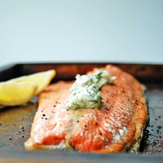 Roasted Salmon with Dill Butter