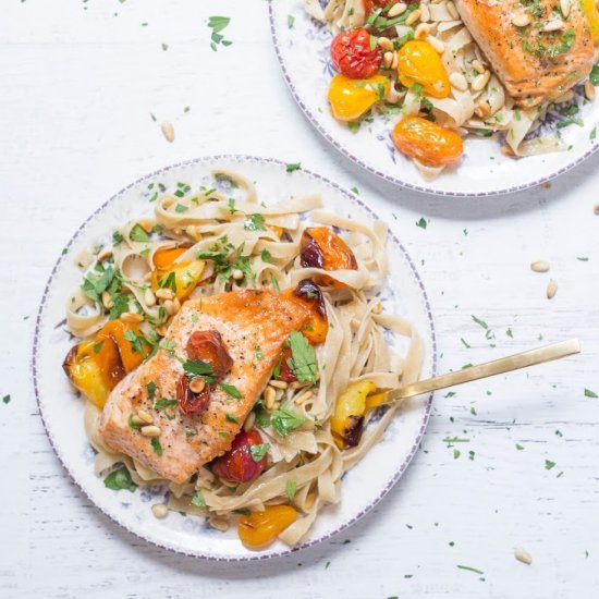 Pasta with Crispy Salmon