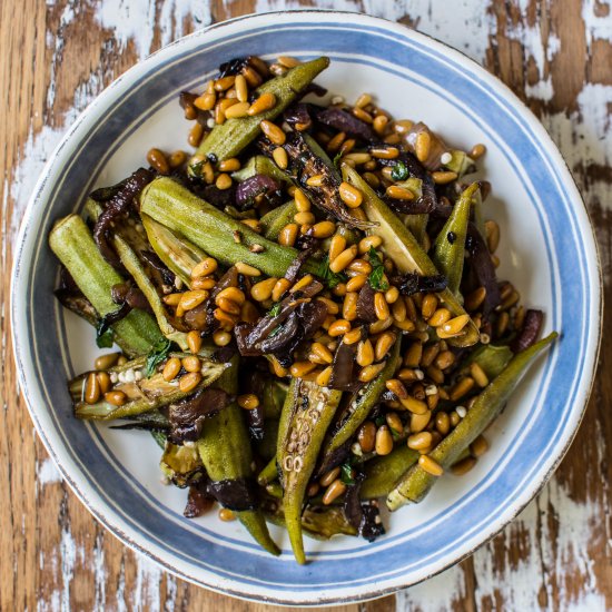 Warm Okra and Red Onion Salad