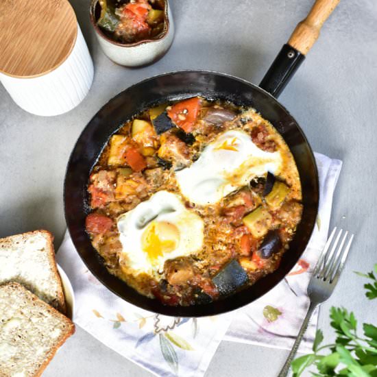 Ratatouille with poached eggs