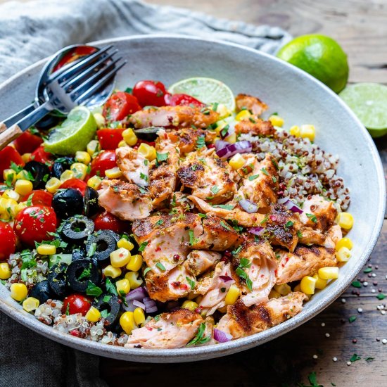 Grilled Salmon Bowl With Vegetables