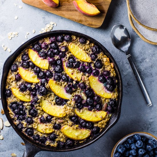 Blueberry Peach Baked Oatmeal