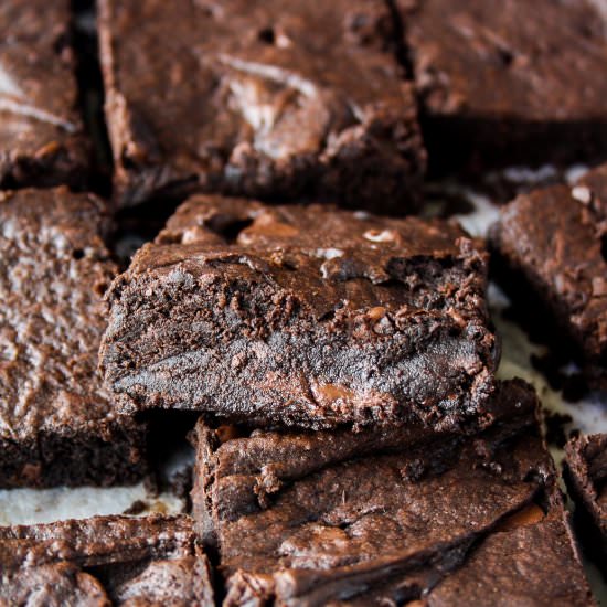 Extra Dark Chocolate Chip Brownies