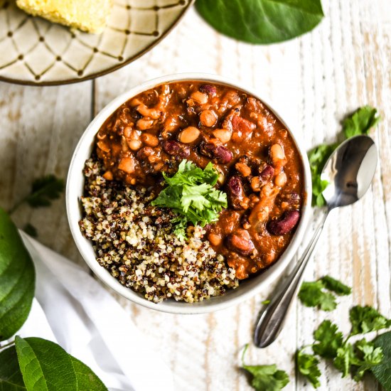 Meatless Tri-Color Quinoa Chili