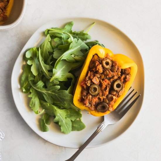 Vegan Picadillo Stuffed Peppers