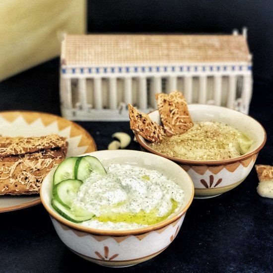 Greek dips Skordalia & Tzatziki