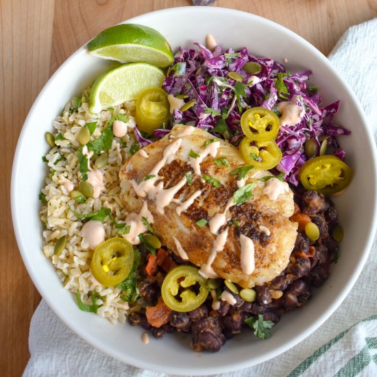 Fish Taco Bowls with Slaw