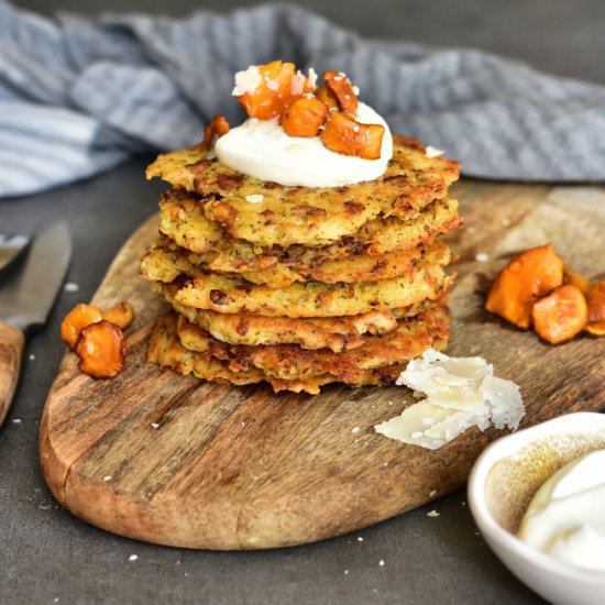 Chantarelle and dill potato fritter