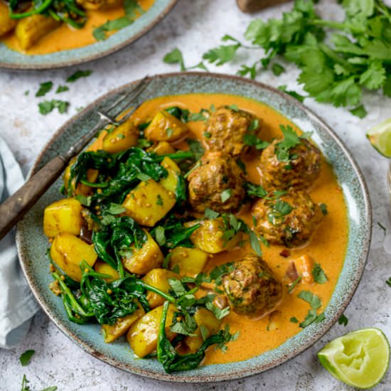 Beef Kofta with Saag Aloo