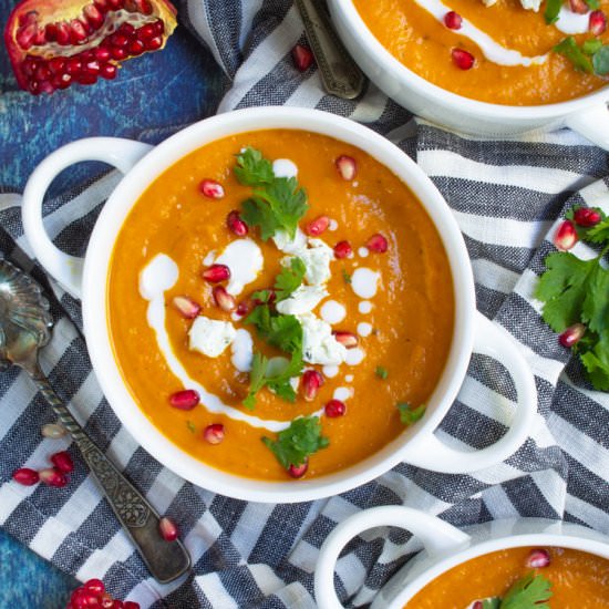 Moroccan Roasted Carrot Squash Soup