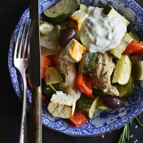 One Pan Greek Baked Chicken Dinner