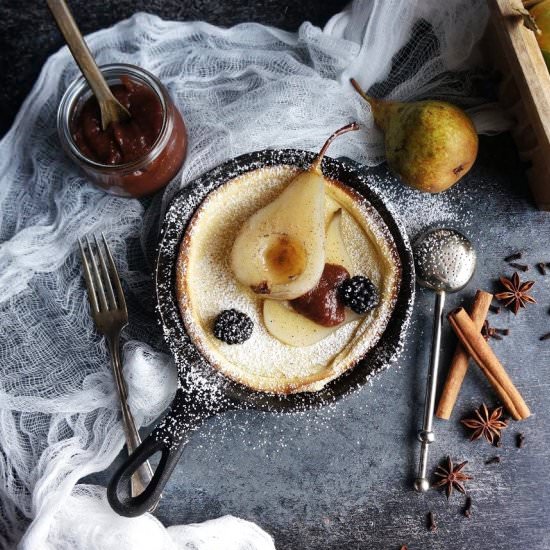 Poached Pear Dutch Baby Pancake