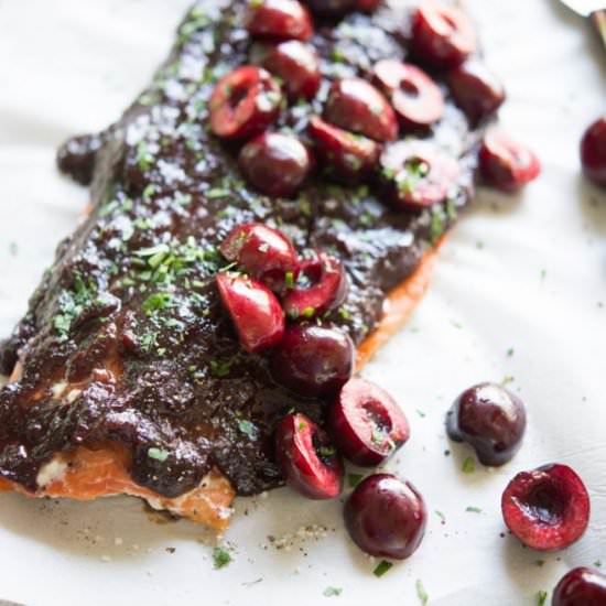 Salmon with Sweet Cherry BBQ Sauce