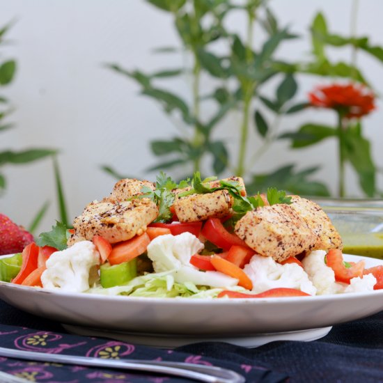 Chunky Salad with Garlic Tofu