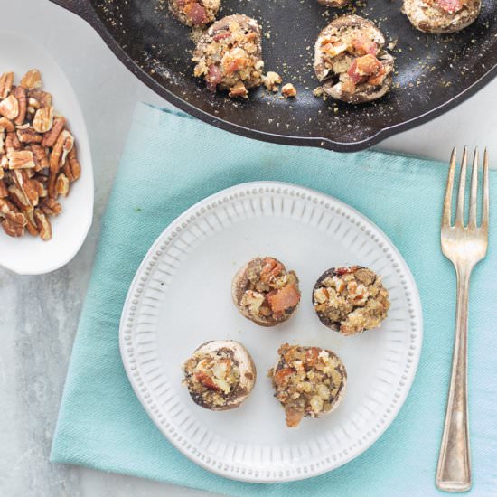 Bacon Pecan Stuffed Mushrooms