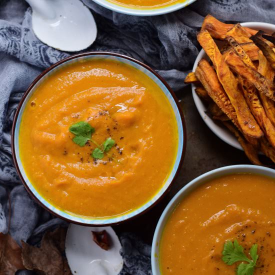 Carrot turmeric and coriander soup