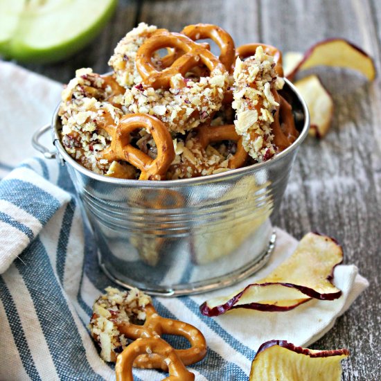 Caramel Apple Dipped Pretzel Bites