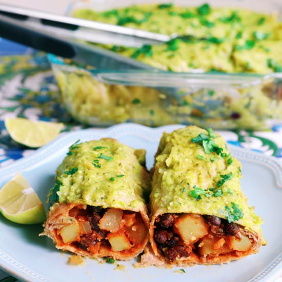 Black Bean Tomatillo Enchiladas