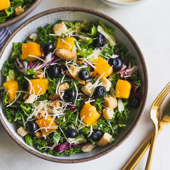 Mango Blueberry Asiago Kale Salad