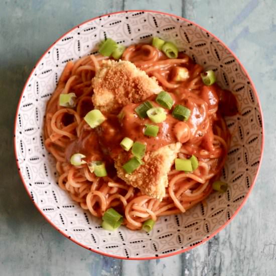 Crumbed Chicken Spaghetti