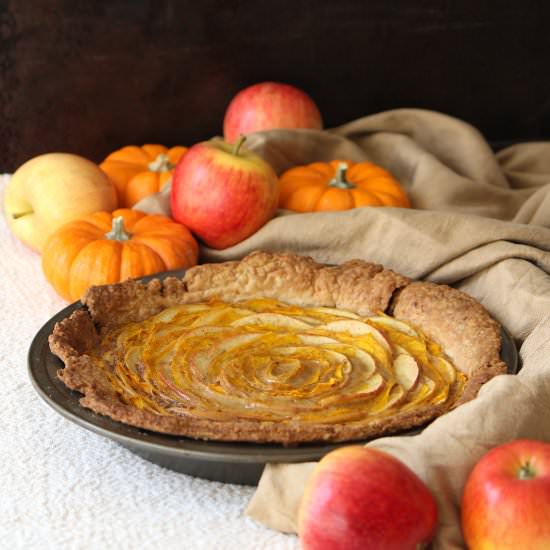 pumpkin and apple rose tart