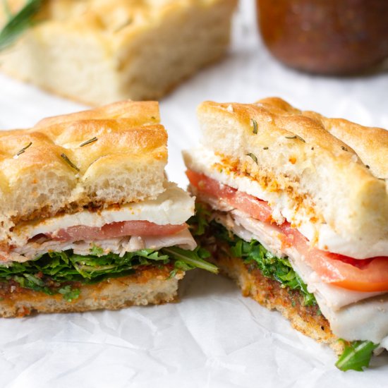 Turkey Mozzarella Focaccia Sandwich