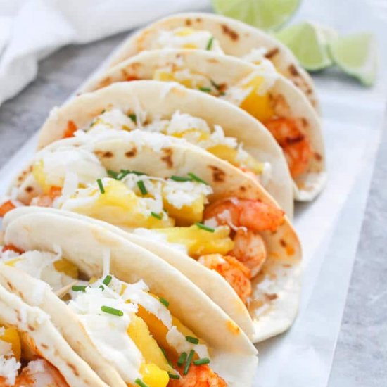 Mini Shrimp + Pineapple Tacos