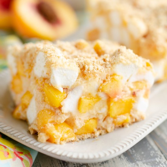 Marshmallow Peach Icebox Dessert