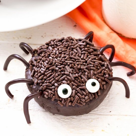 Mini Chocolate Spider Donuts