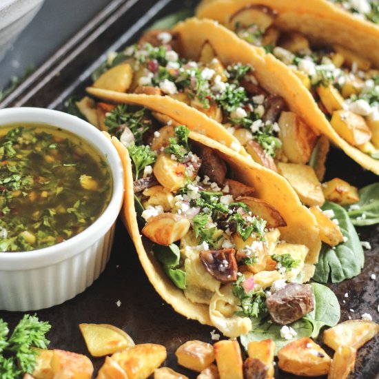 Chimichurri Potato Breakfast Tacos